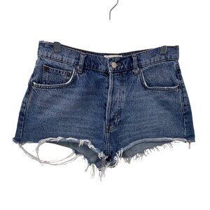 Reformation Jeans Button Fly High Waist Cut-off Shorts Women 28 Blue Sydney Wash